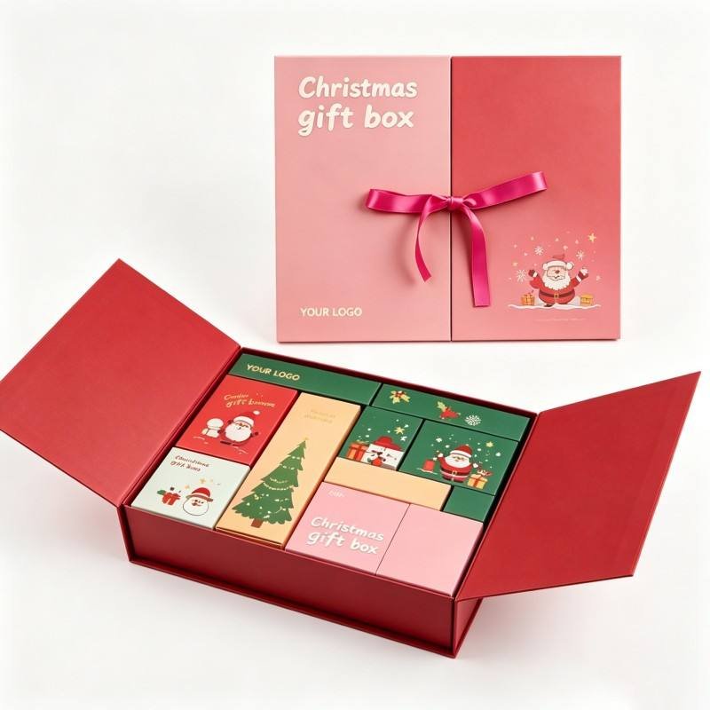High Quality Custom Christmas Cardboard Paper Box Packaging Luxury Gift Boxes With Clear PVC Window for Festival Gift Packaging