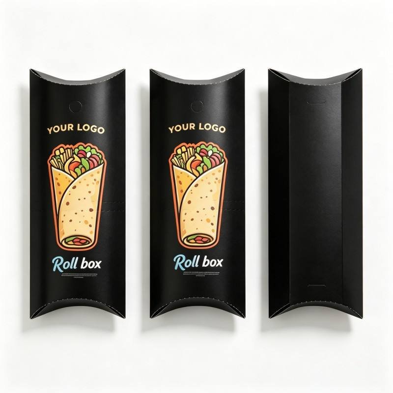 Wholesale Food Grade Burrito Taco Box Hot Sale Pillow Shape Packaging Paper Box Soy Ink Burrito Taco Packaging Box - Image 3
