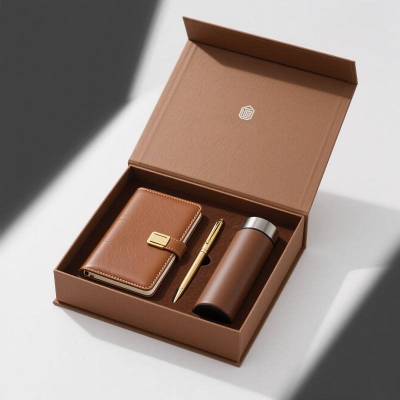 Soy Ink Business Corporate Giveaways Office Gift Set Box Notebook and Pen Packaging Box Leather Notebook Packaging Box - Image 5