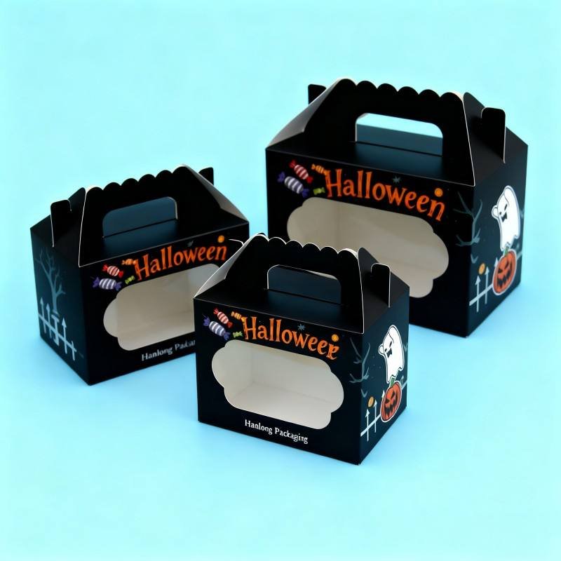 Halloween Gift Paper Box with Handle Digital Printing Toy Gift Paper Box Biodegradable Gift Paper Box with Window - Image 5