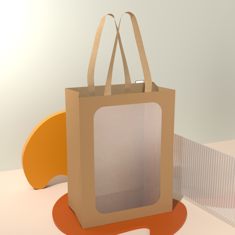Paper Bag With Clear Pvc Window for Gift Brown Paper Gift Bags With Transparent Window Shopping Bags With Handles for Present - Image 6