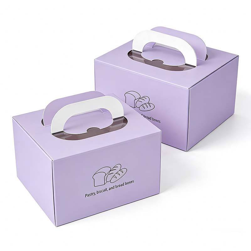 Manufacturer Takeout Custom Bakery Cookie Box with Transparent Window Recyclable Candy Crepe 8 Inch 10inch 14inch Cake Bread Box
