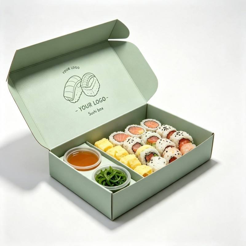 Recyclable Food Packaging Box Factory Wholesale Sushi Paper Box OEM Sushi Dipping Sauce Cardboard Packaging Box