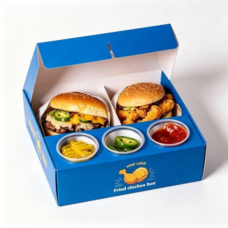 Free Sample Portable Disposable Paper Food Box Burger Paper Box for Takeaway Packaging French Fries Fried Chicken Wing Boxes