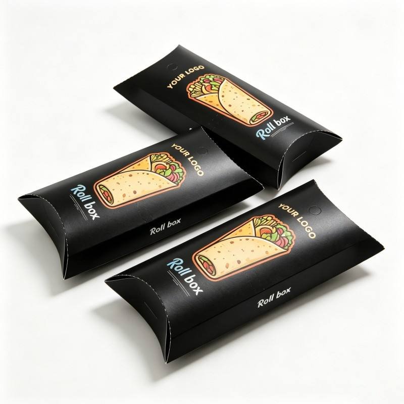 Wholesale Food Grade Burrito Taco Box Hot Sale Pillow Shape Packaging Paper Box Soy Ink Burrito Taco Packaging Box - Image 6