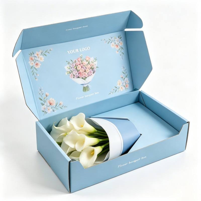 Wholesale Flower Packaging Box High Quality Flower Packaging Gift Box Digital Printing Cardboard Box for Rose Tulip