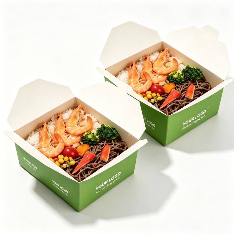 Custom Printed Kraft Biodegradable Takeaway Food Box Disposable Lunch Container for Sushi Fried Rice Food Packaging Delivery Box