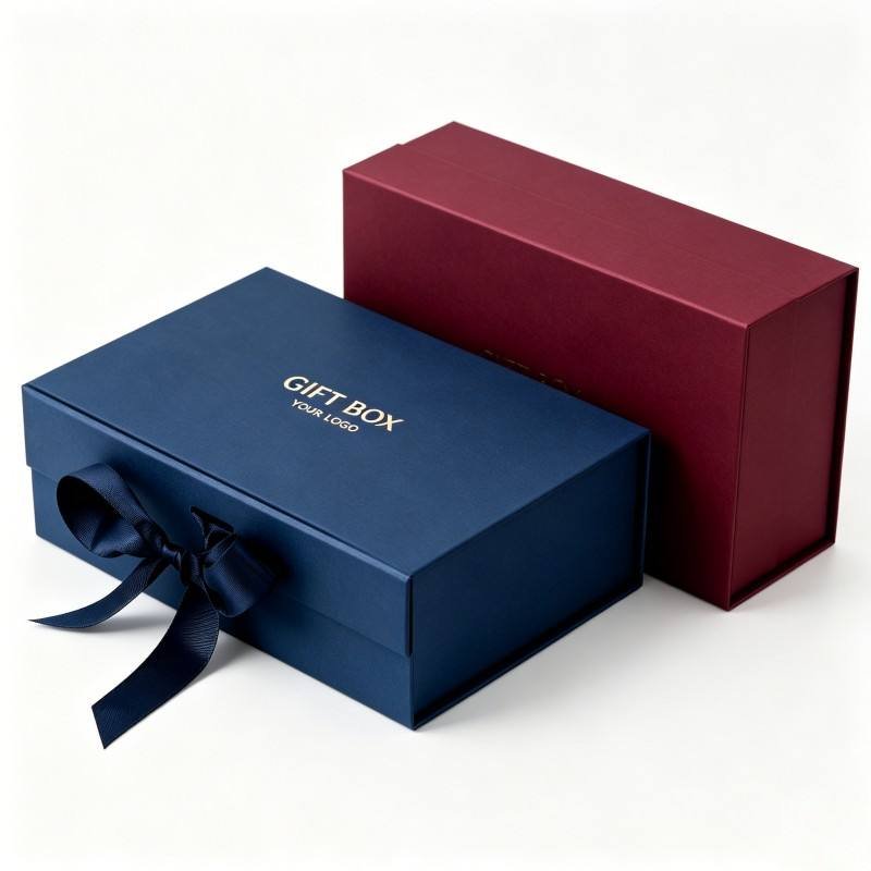 Factory Direct Sale Custom Logo Holiday Gift Box Easy Open Flip Magnetic Lid Luxury Folding Box With Ribbon Wigs Packaging Box