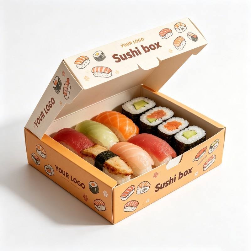 Wholesale Sushi Packaging Box with logo Food Grade Sushi Snack Paper Box with Lid Food Grade Packaging Recyclable Food Container - Image 3