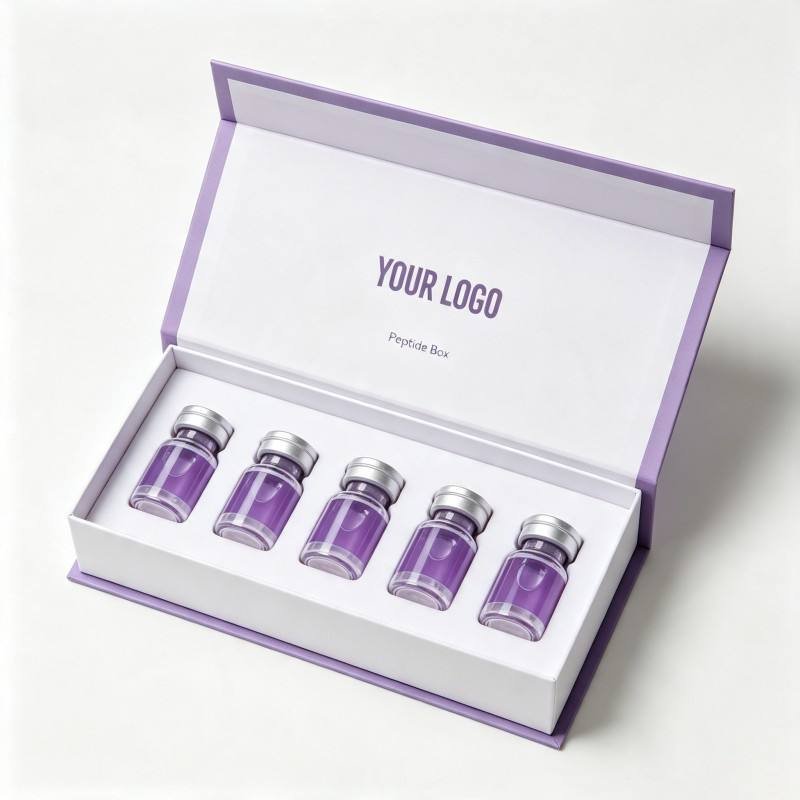 Wholesale Peptides Vial Rigid Paper Boxes Custom Logo Size Vial Bottle Magnetic Packaging Gift Box Soy Ink Peptides Package Box
