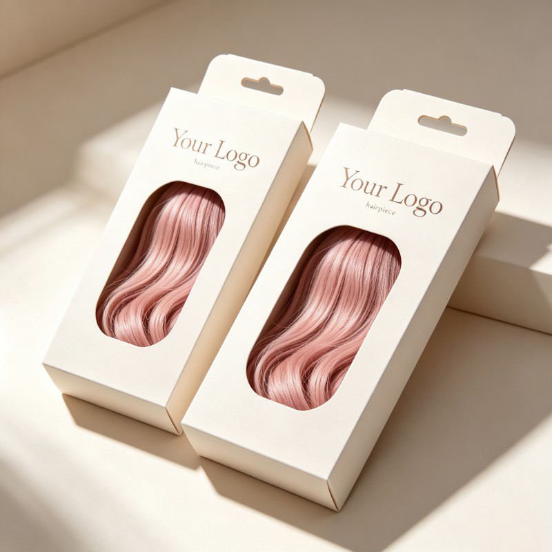 Wholesale Hair Extensions Package Wigs Custom Box  Biodegradable Paper Package with Hooks for Hair