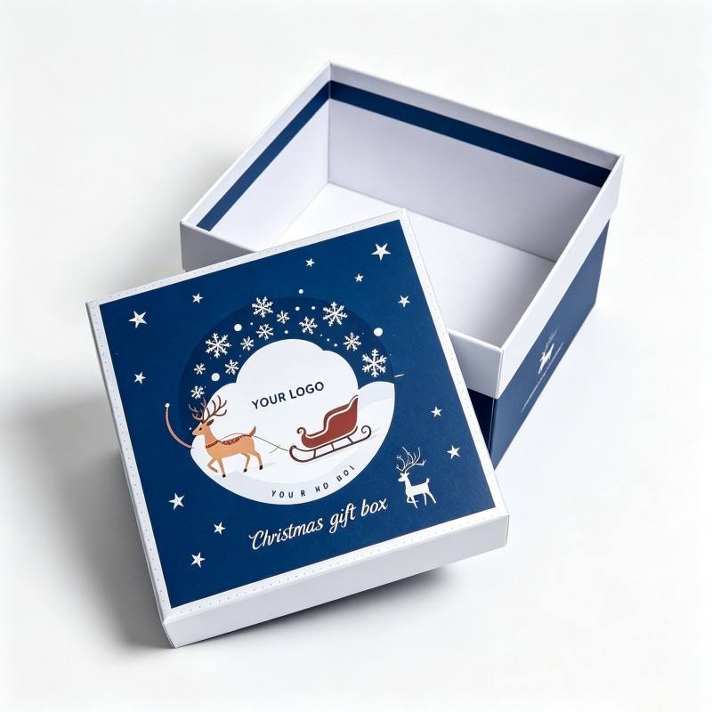 Luxury Christmas Gift Box High Grade Cardboard Two Piece With Lid Base Printed Logo Exquisite Christmas Box Delicate Gift Box
