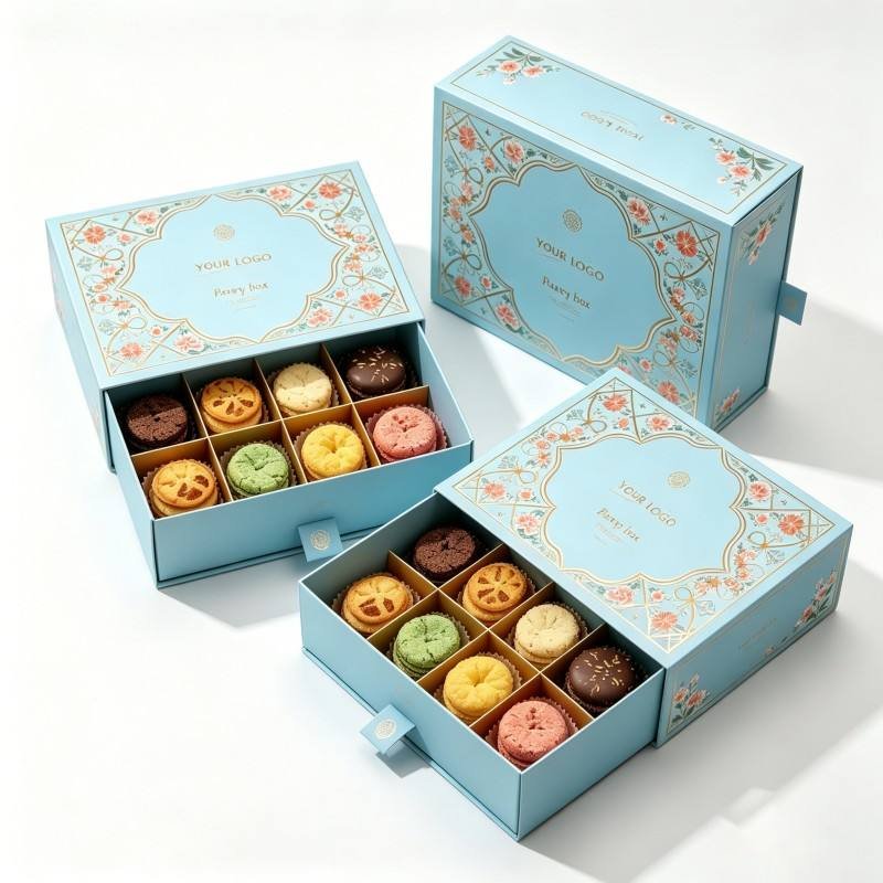 Wholesale Custom Printed Pastry Cookie Gift Boxes with Embossing Printing High Quality Cupcake Bakery Boxes Soy Ink Cake Box