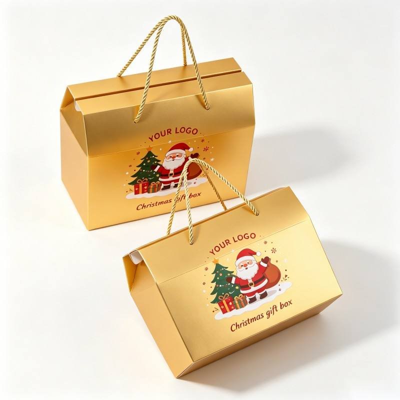 Factory Customized Design Size Christmas Portable Creative Gift Box Christmas Gifts Packaging Box Foldable Gift Box With Handle - Image 4