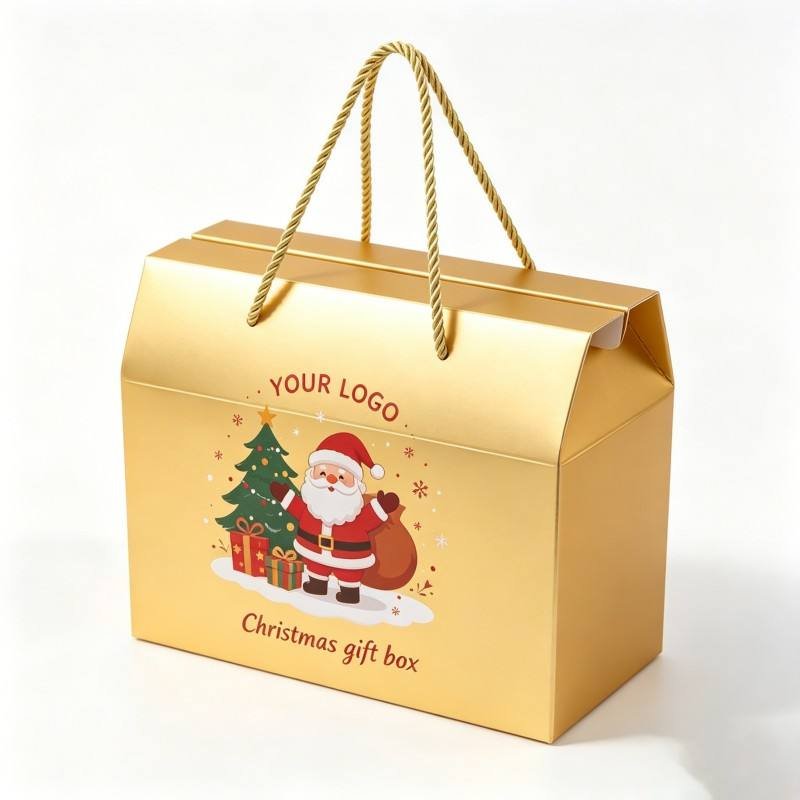 Factory Customized Design Size Christmas Portable Creative Gift Box Christmas Gifts Packaging Box Foldable Gift Box With Handle - Image 3