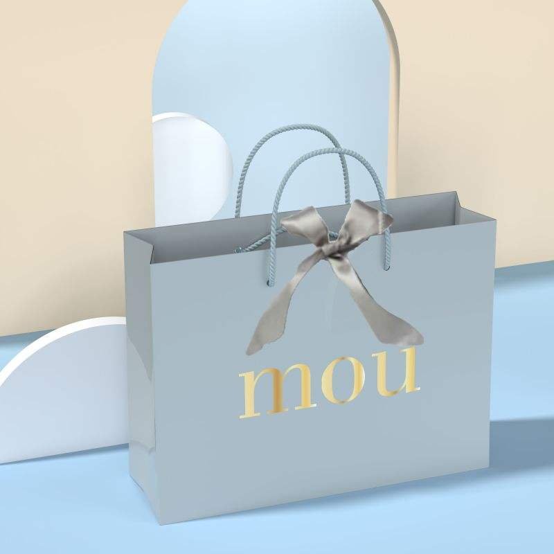 Full Color Custom Euro Handle Paper Shopping Bag Mini White Shopper - Foil Print Marble Extra Large Gift Bags