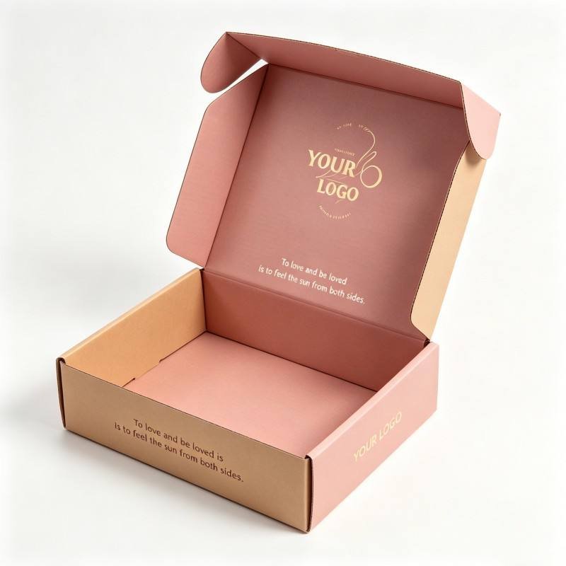 Custom Blush Pink Printing Packaging Boxes Gold Foil Box with Love Quotes Shipping Mailer Paper Box for Gifts Clothes Crafts - Image 4