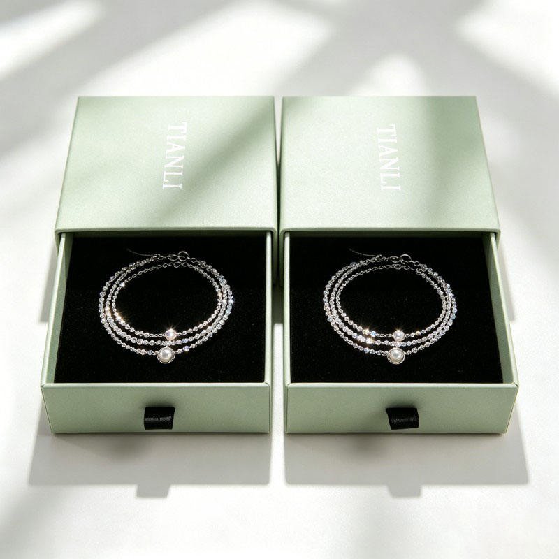 Wholesale Rigid Gift Earrings Box with Ribbon Recyclable Packaging Box for Jewelry Earrings Necklaces Paper Box - Image 2