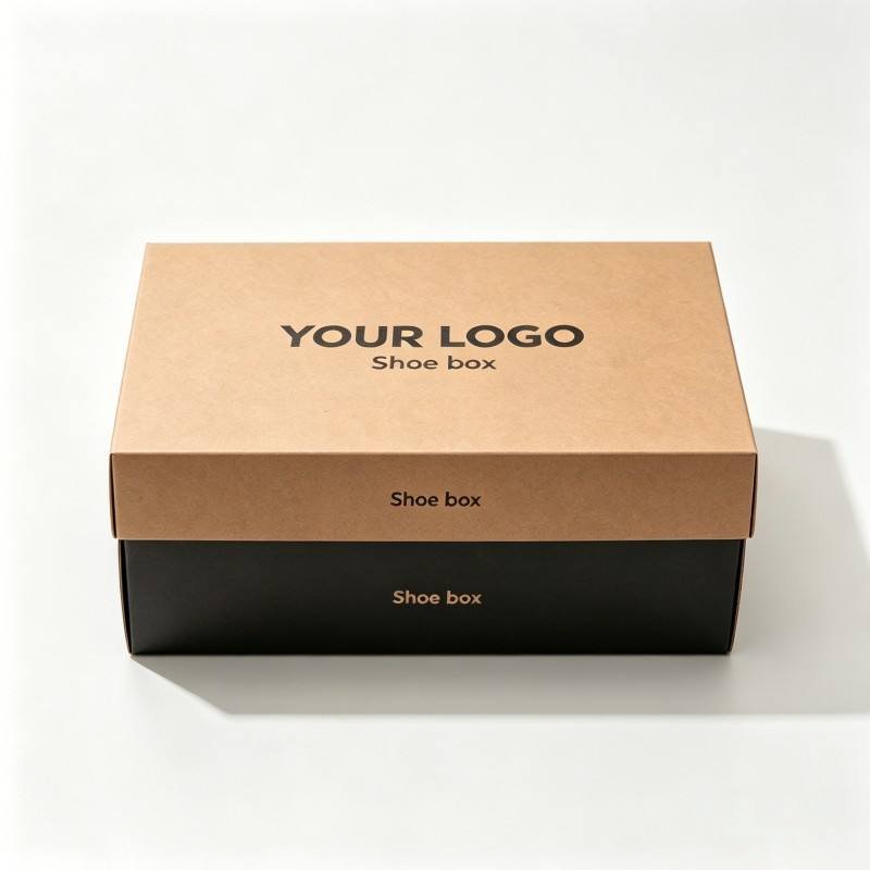 Custom Printing ECO Friendly Shoe Box Kraft Paper Shoe Organizer Box with Embossing Luxury Lid and Base Box for Shoe Packaging