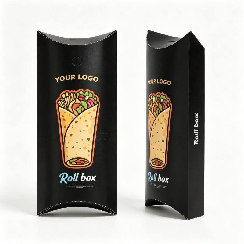 Wholesale Food Grade Burrito Taco Box Hot Sale Pillow Shape Packaging Paper Box Soy Ink Burrito Taco Packaging Box - Image 4