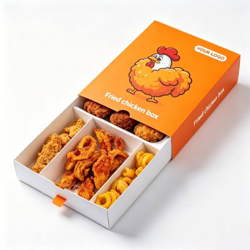 Manufacturer  Fast Food Roast Fried Chicken Packaging Drawer Box Hot Sale Disposable Kraft Paper Take Away Lunch Box Burger Box