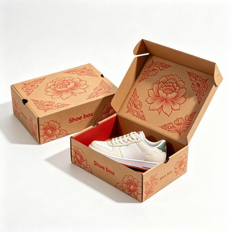 Factory Direct Shoe Box Packaging Corrugated Paper Board Sneaker Shoe Box With Custom Logo UV Gold Foil Printing Foldable Boxes