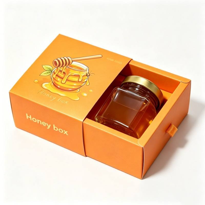 Custom Free Design Eco Friendly Recyclable Foldable Paper Box Bottle Honey Jar Packaging Gold Embossed Printed with Paper Lining