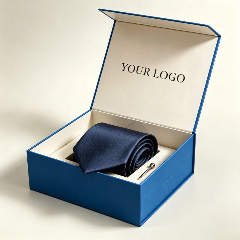 Customized logo Men's Tie Packaging Box Eco Friendly Magnetic Flip Gift Box Matt Handkerchief Sock Cardboard Gift Paper Box