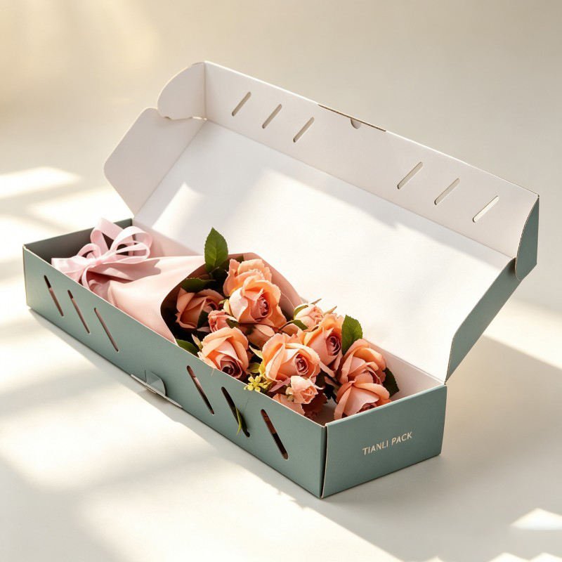 Empty Gift Custom logo Cardboard Box for Flowers and Vase Recyclable Packaging Delivery Box Durable Bouquets Mailer Shipping Box
