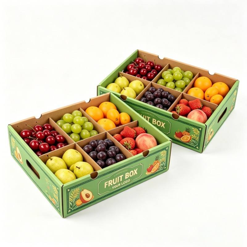 Biodegradable Corrugated Color Printing Cardboard Box Fresh Fruit Carton Box Recycled Cardboard Packing Display Box for Fruit