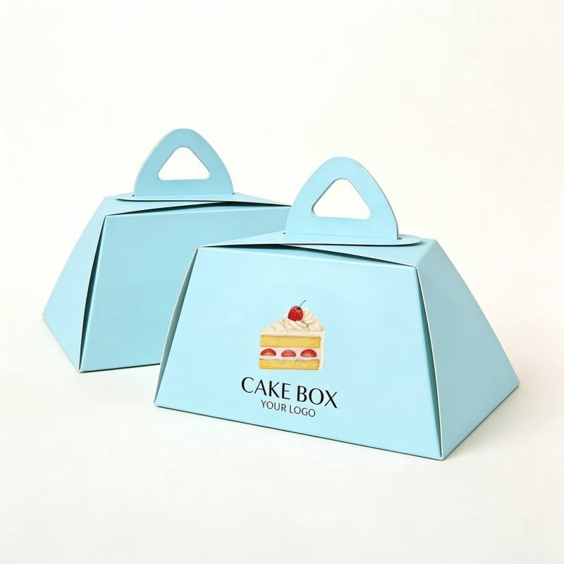 Customized Hand-held Triangle Food Cake Box Food Grade Cake Sandwich Box Packaging with Handles Foldable Cake Box Take Away - Image 3