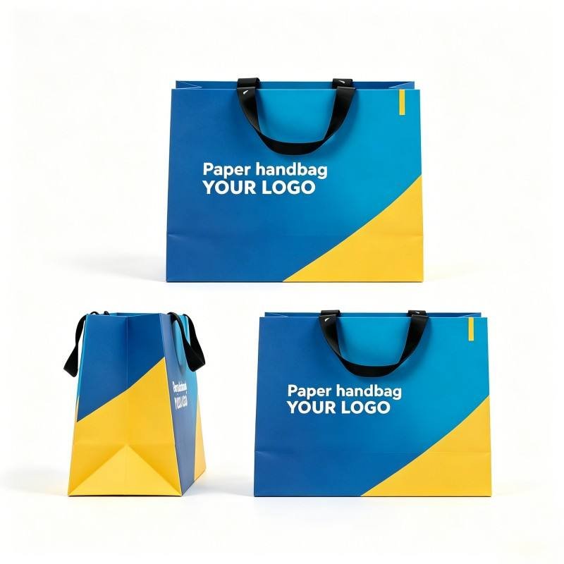 Customized logo Tote Bag with Ribbon Brand Promotion Clothing Paper Bag Eco Friendly Clothing Store Shopping Gift Bag - Image 3