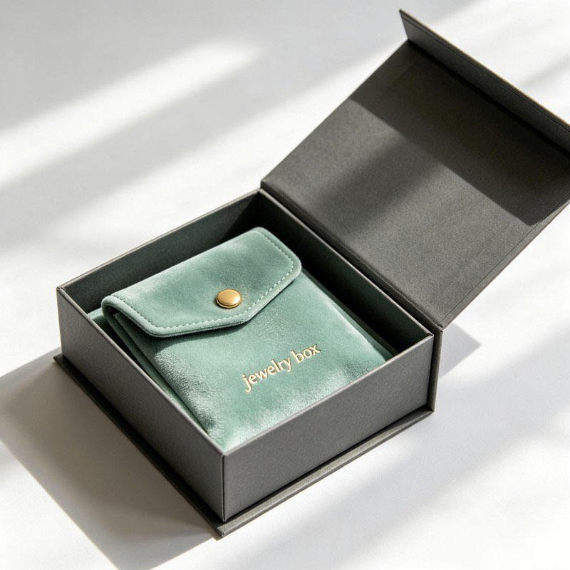 Wholesale Magnetic Closure Jewelry Box Rigid Cardboard Gift Package with EVA Foam Earrings Necklace Paper Box - Image 5