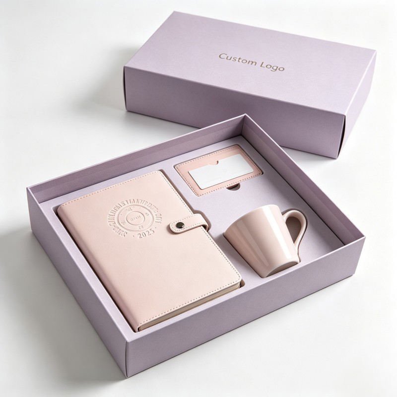 Wholesale Luxury Notebook Gift Set Hard Box lid and Base Box for Book with Card Holder Water Bottle Cup  Handmade Box Customize