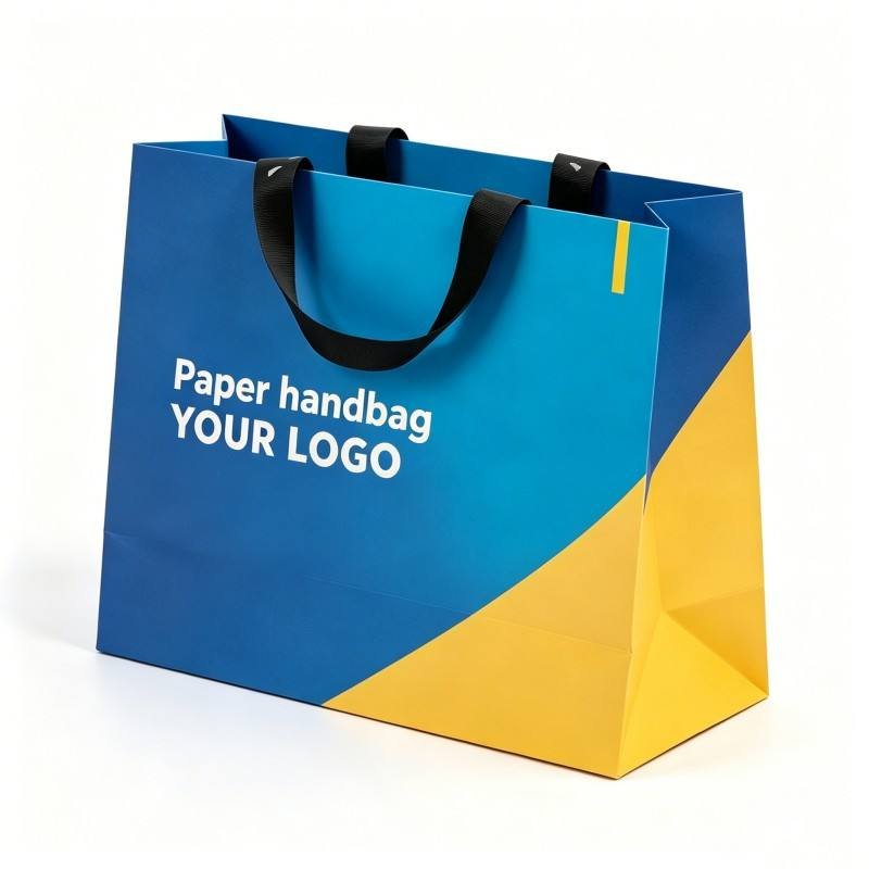 Customized logo Tote Bag with Ribbon Brand Promotion Clothing Paper Bag Eco Friendly Clothing Store Shopping Gift Bag