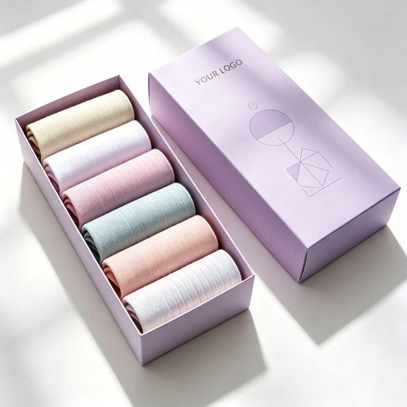 Customized logo Cardboard Gift Box Embossed 2-piece Set Clothing Underwear Paper Box Recyclable Sock Packaging Box - Image 4