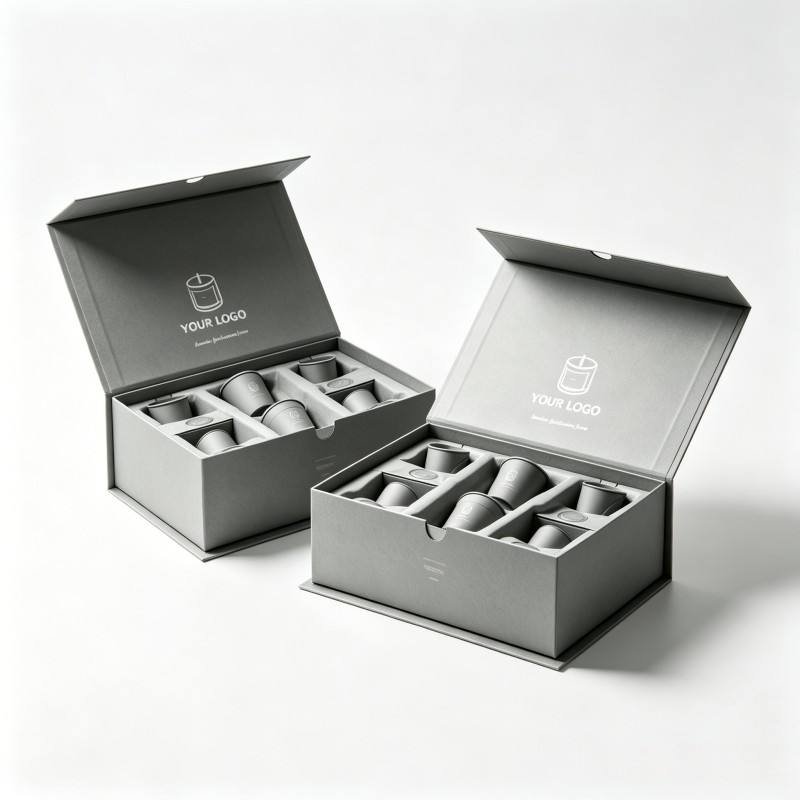 Magnetic Closure Gift Box Packaging Custom logo Flip-top Rigid Box Candle Aromatherapy Set Packaging with Custom Foam Insert - Image 3