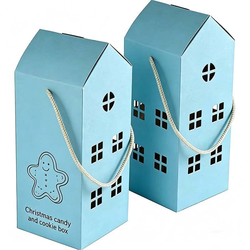 High Quality House Style Cookie Box Food Grade Greaseproof Christmas Candy Package with Handle Custom Bakery Donut Food Box - Image 5