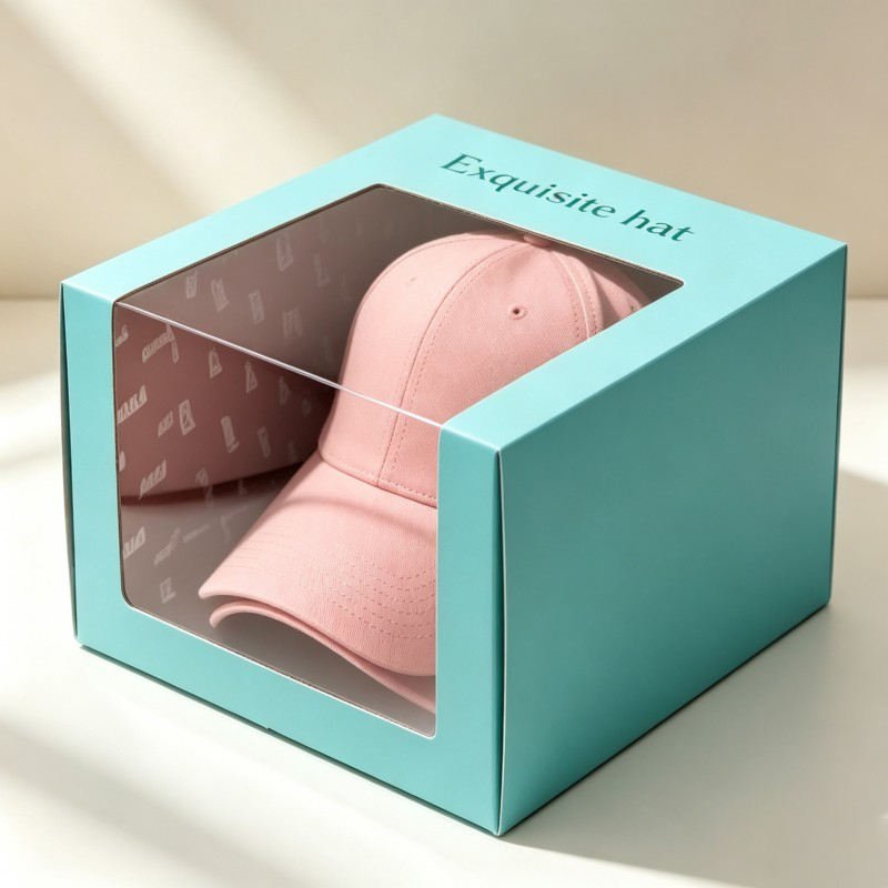 Wholesale Corrugated Folding Box for Baseball Cap Hip Snap Cap Box with Window Hats Package Customized - Image 4