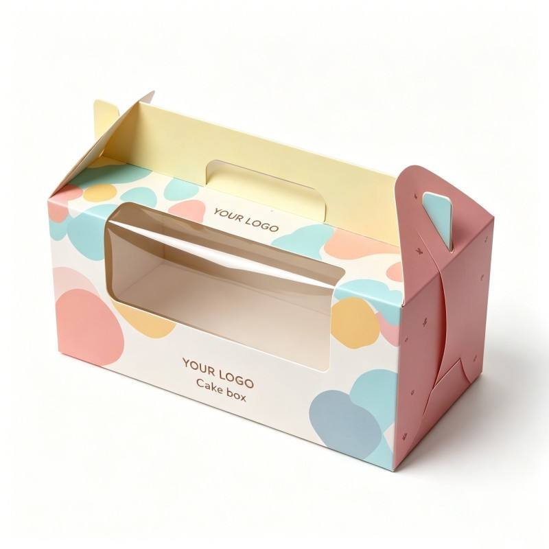 Food Grade Tall Handle Cake Box Custom Design Cardboard Kraft Paper Cupcakes Packaging Embossed for Wedding Gift Delivery Box