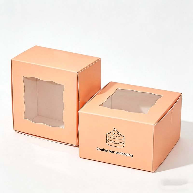Fashinal Kraft Paper Bakery Boxes Mini Cake Boxes Foldable Takeaway Dessert Box Biscuits Doughnut Paper Packaging With Windows - Image 4