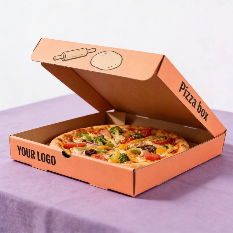 Custom Fast Food Packaging Boxes Disposable Personalized Pizza Boxes Recycled Pizza Paper Boxes Eco-Friendly Material