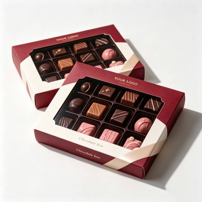 Rectangular 12/16/18/24 Piece Candy Package Box Soy Ink Dubi Chocolate Box with Plastic Tray