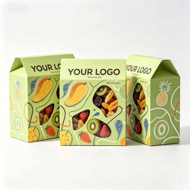 Roof- Top Foldable Dried Fruits Paper Boxes Custom logo Packaging Paper Box for Box with Window for Display Storage Dried Fruits - Image 5
