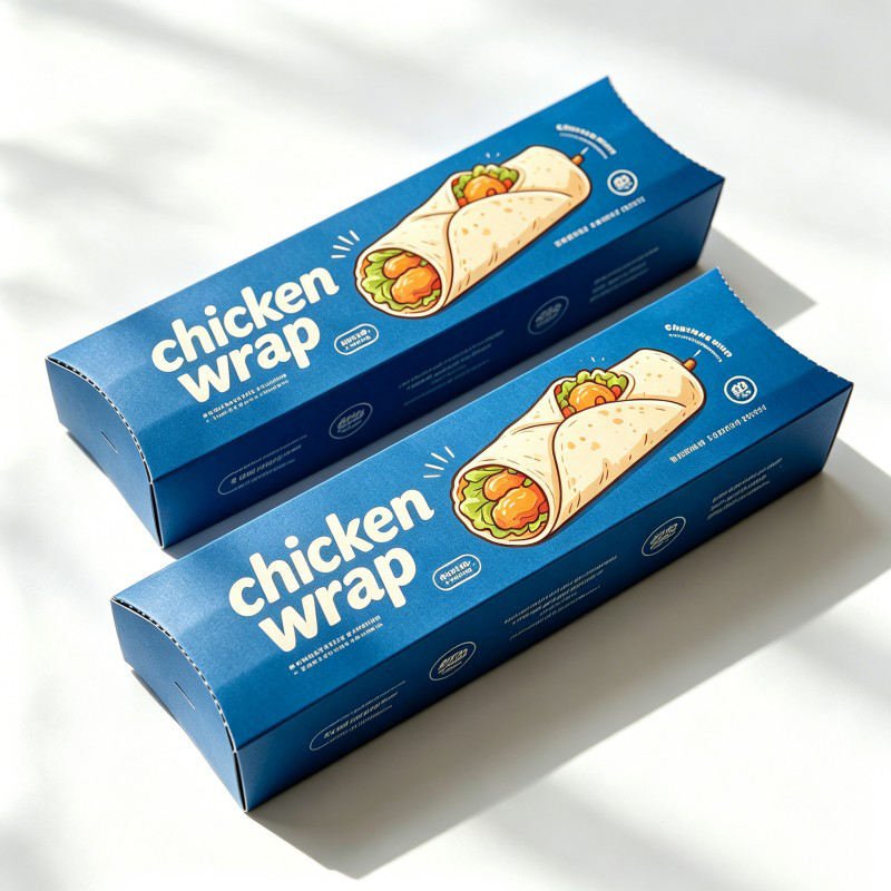 Wholesale Shawarma Chicken Roll Packaging Takeout Lunch Packaging Chicken Wrap Food Paper Box Customized Chicken Snack Box