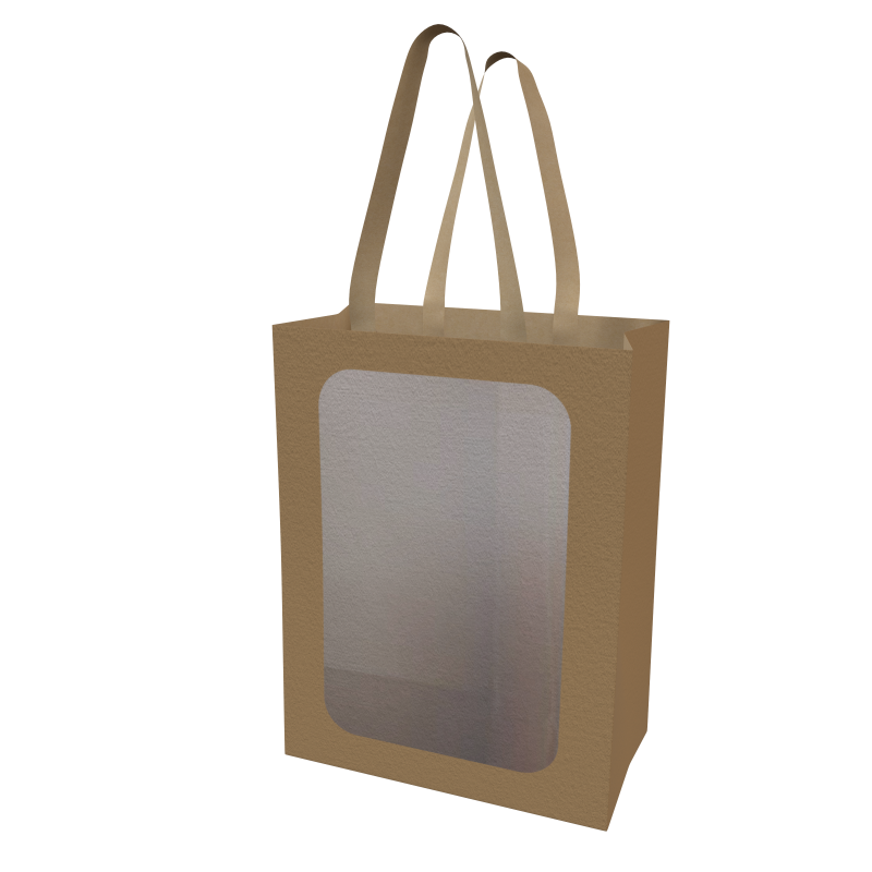 Paper Bag With Clear Pvc Window for Gift Brown Paper Gift Bags With Transparent Window Shopping Bags With Handles for Present