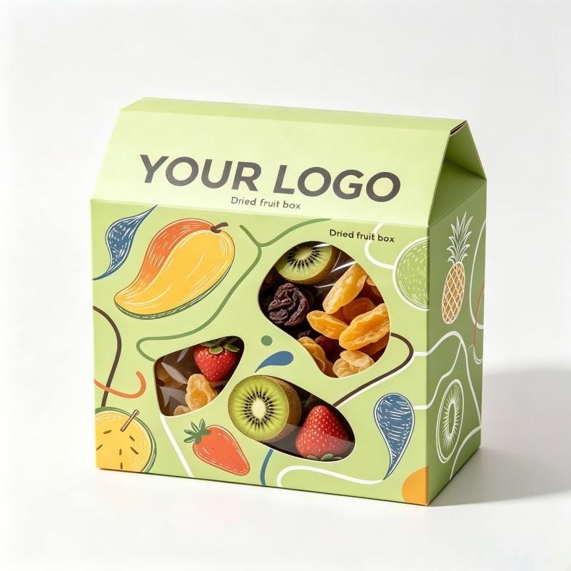 Roof- Top Foldable Dried Fruits Paper Boxes Custom logo Packaging Paper Box for Box with Window for Display Storage Dried Fruits - Image 3