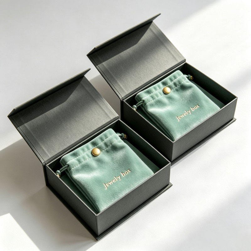 Wholesale Magnetic Closure Jewelry Box Rigid Cardboard Gift Package with EVA Foam Earrings Necklace Paper Box - Image 4