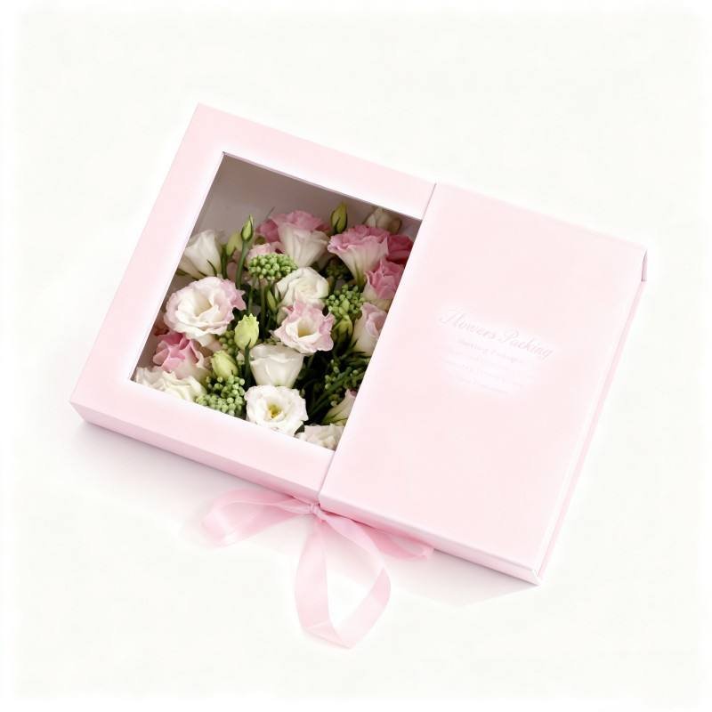 New Valentine's Day Gift Box Luxury Transparent Window Rose Wedding Flower Paper Box Recyclable pink Magnetic Flip Packaging Box - Image 5