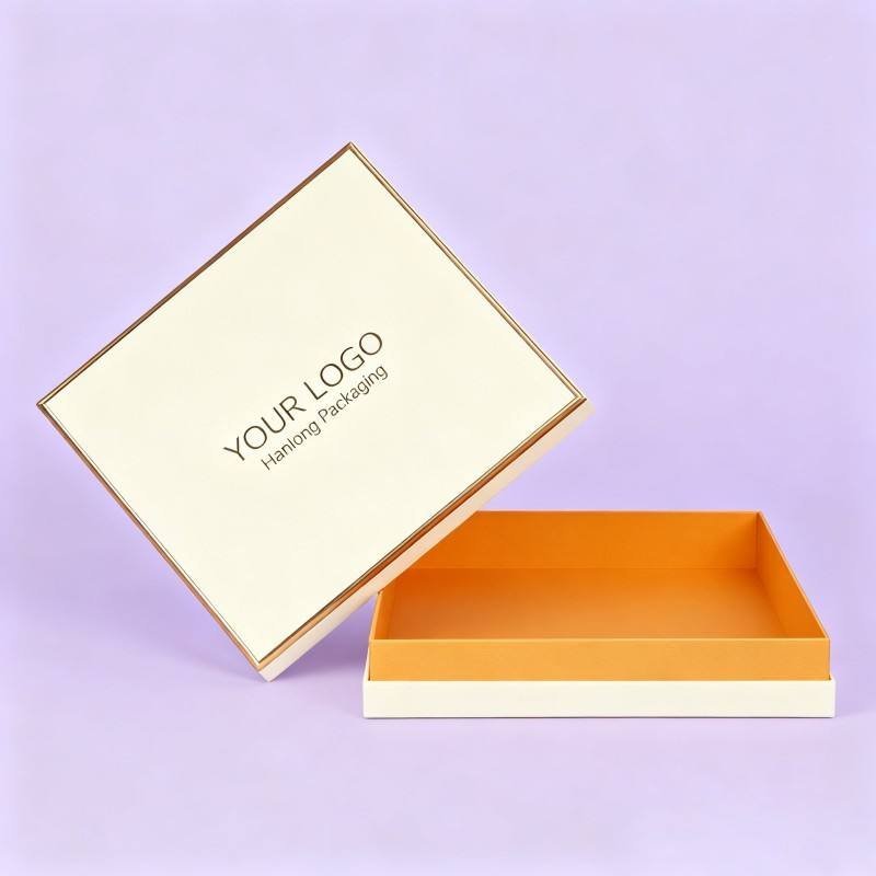Wholesale Rigid Paper Cardboard Packaging Beige Box Biodegradable Soy Ink Rigid Gift Boxes Removable Lid Gift Boxes